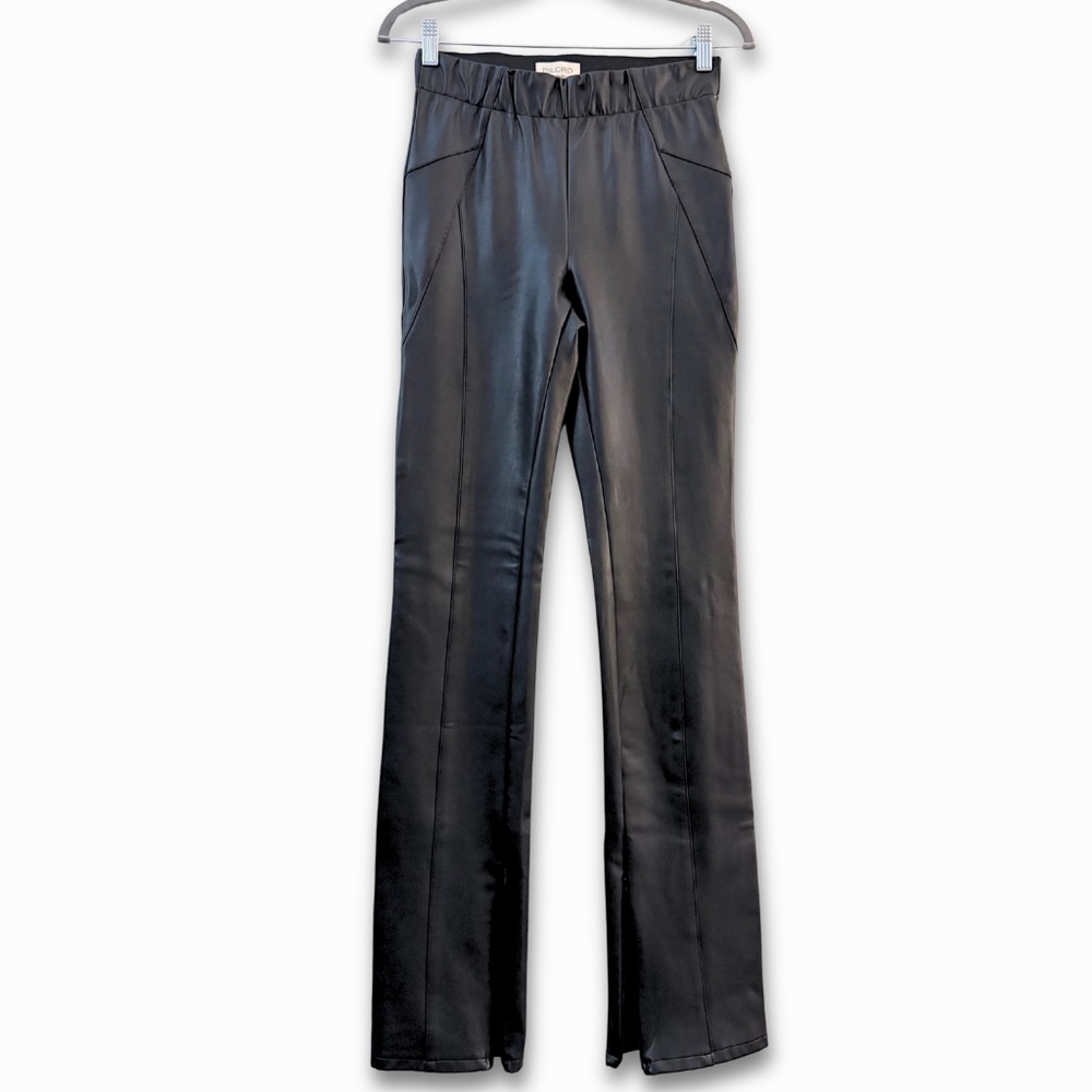 Pilcro Anthropologie Glasgow Faux Leather Pants Black Ankle Zip Size 25 Moto